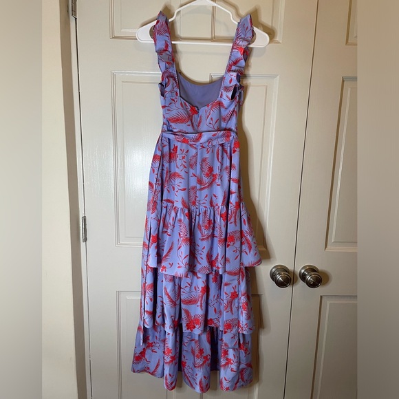Likely Juno Floral Tiered Midi Dress in Periwinkle size 00 - Picture 7 of 10